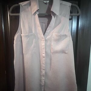 Express Light Pink Sleeveless Button Down Shirt